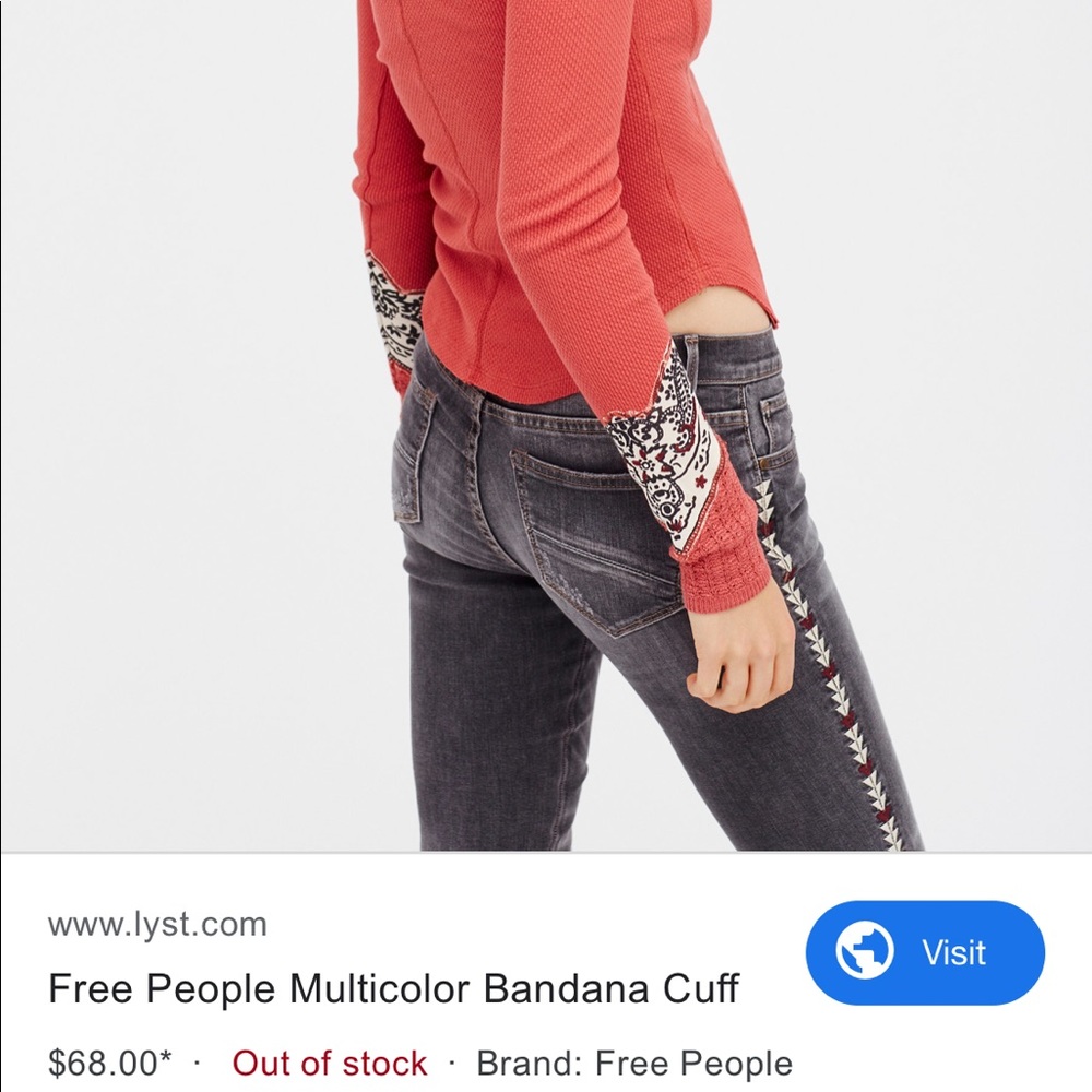 Free People long sleeve thermal shirt pattern cuff